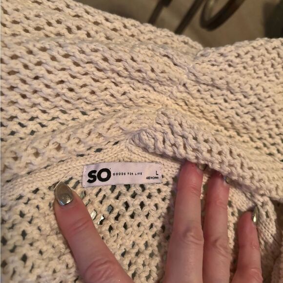 SO Cream Cowl Neck Sweater with Knitted Texture - Picture 2 of 3